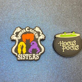 2PC Hocus Pocus Cauldron & Sign Soft PVC Shoe Croc Charms Halloween