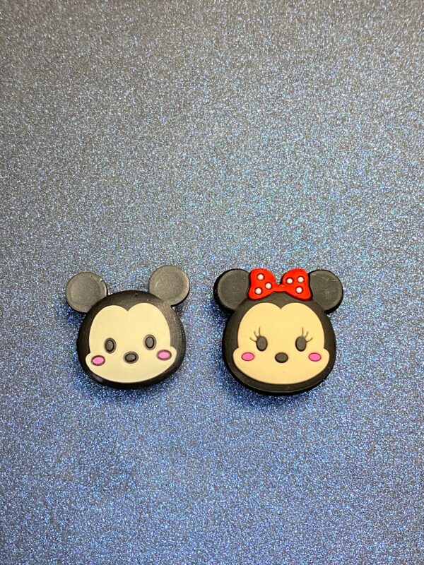 Miniature Mickey and Mini Mouse Head - 2PC Shoe Charms - Soft PVC
