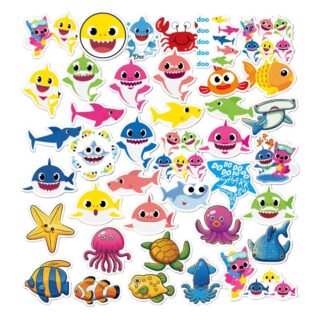 40 Count - Random Baby Shark Character Vinyl Stickers