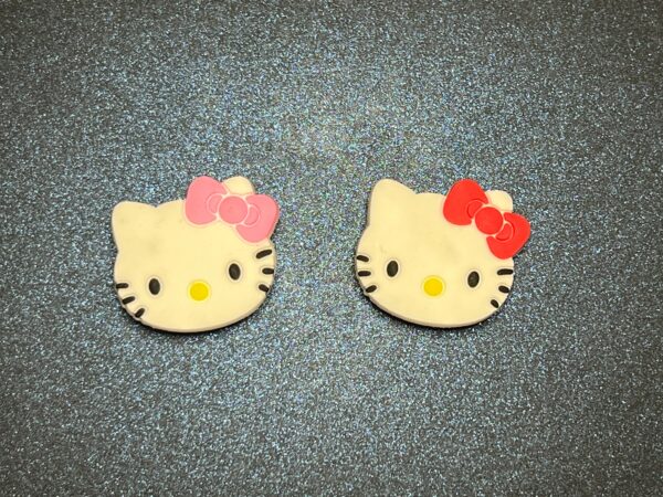 Pink and Red Bow Hello Kitty 2PC Soft PVC Shoe Croc Charms