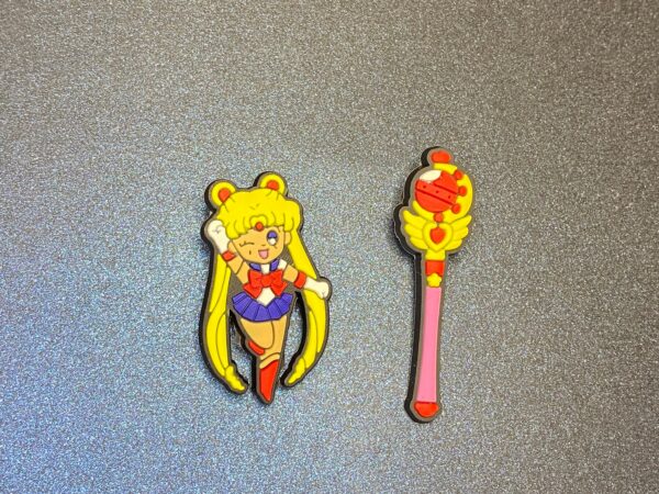 Sailor Moon and Wand 2PC Soft PVC Shoe Croc Charms