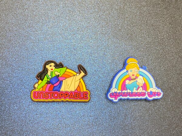 2PC Disney Mulan & Cinderella Soft PVC Shoe Croc Charms