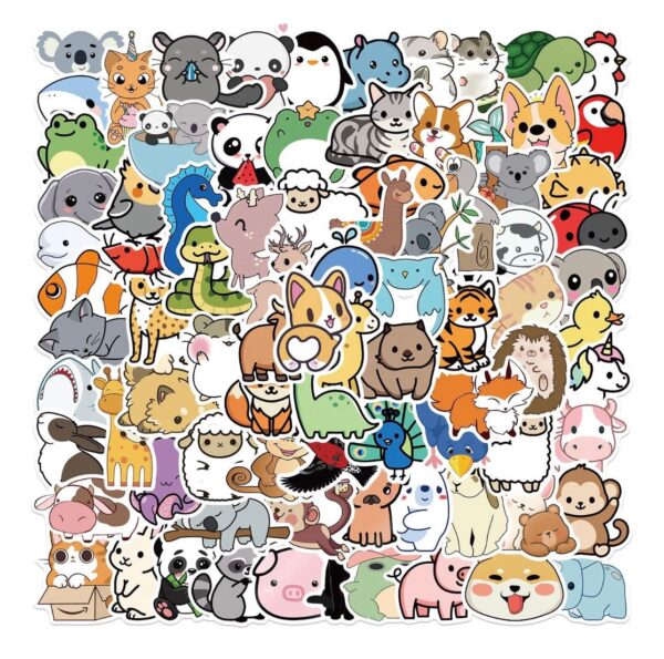 25/50 Count - Cute Kawaii Animal Vinyl Stickers (B)