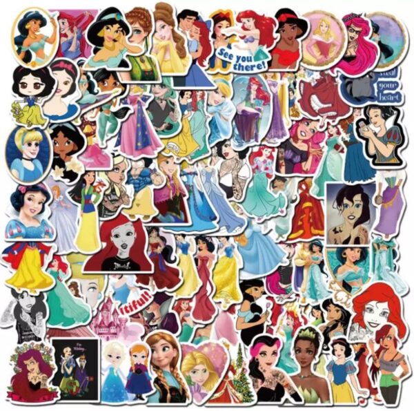 25/50 Count - Disney Princess Character Vinyl Stickers - Image 2