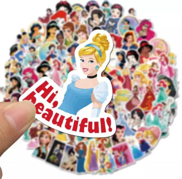 25/50 Count - Disney Princess Character Vinyl Stickers - Image 3
