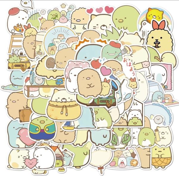 25/50 Count Kawaii Sumikko Gurashi Friends Waterproof Vinyl Stickers