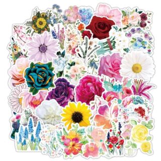 25/50 Count - Flowers Vinyl Stickers