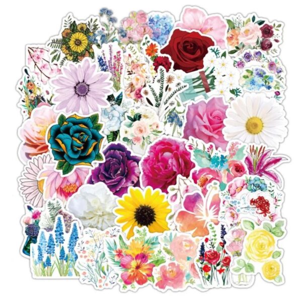 25/50 Count - Flowers Vinyl Stickers