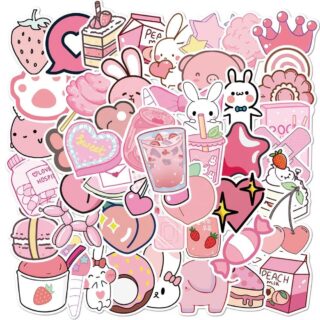 25/50 Count - Cute Bunny and Pig Cartoon Random Vinyl Stickers