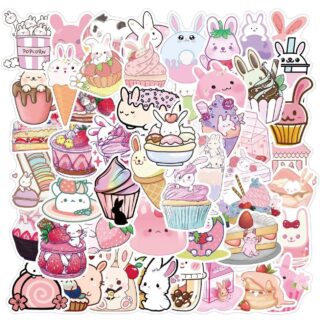 25/50 Count - Cute Bunny Cupcake Random Vinyl Stickers