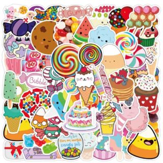 25/50 Count - Colorful Lollypop Candy Snacks Random Vinyl Stickers