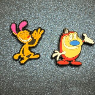 2PC Ren & Stimpy Soft PVC Shoe Croc Charms