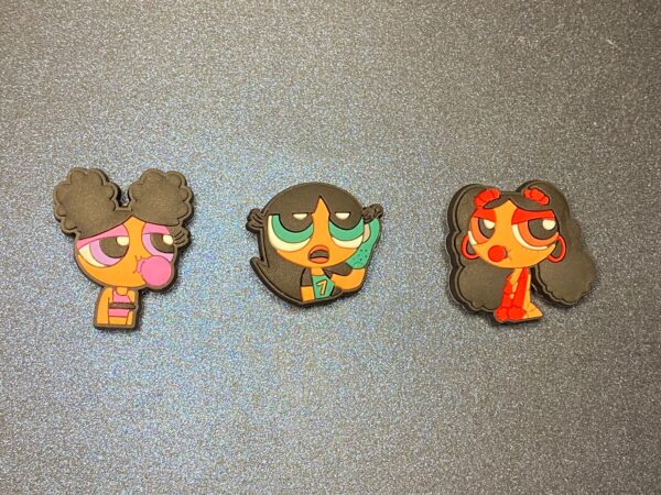Afro Powerpuff Girls Pack E 3PC Soft PVC Shoe Charms