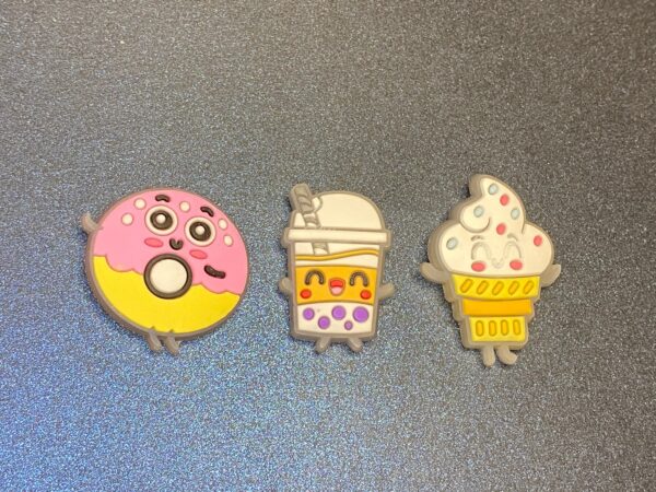 Donut, Boba, Ice Cream 3PC Soft PVC Shoe Croc Charms
