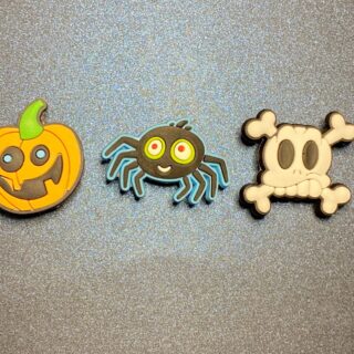 Silly Pumpkin, Spider, Skull Bone Halloween 3PC Soft PVC Shoe Croc Charms