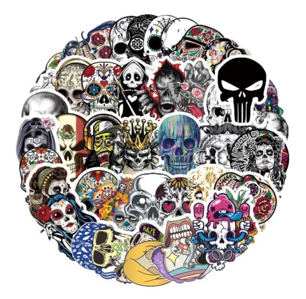 50 Count - Random Skulls Vinyl Stickers