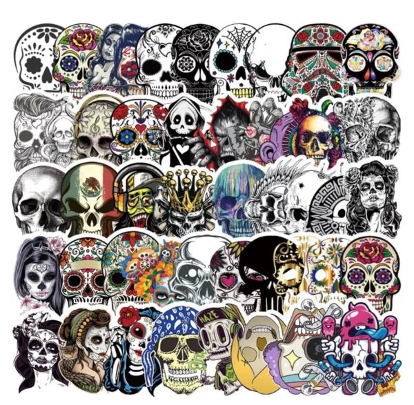 50 Count - Random Skulls Vinyl Stickers - Image 2