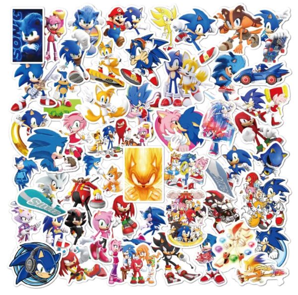 50 Count - Sonic the Hedgehog Tails Knuckles Eggman Character Vinyl Stickers