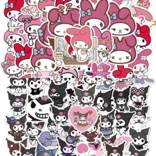 50 Count - Random My Melody & Kuromi Character Vinyl Stickers