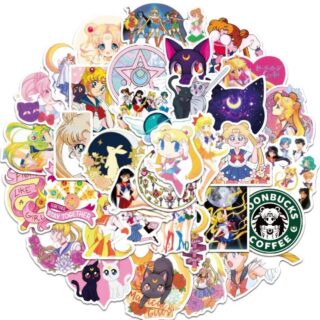 50 Count - Random Sailor Moon Character Vinyl Stickers