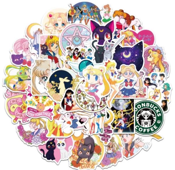 50 Count - Random Sailor Moon Character Vinyl Stickers