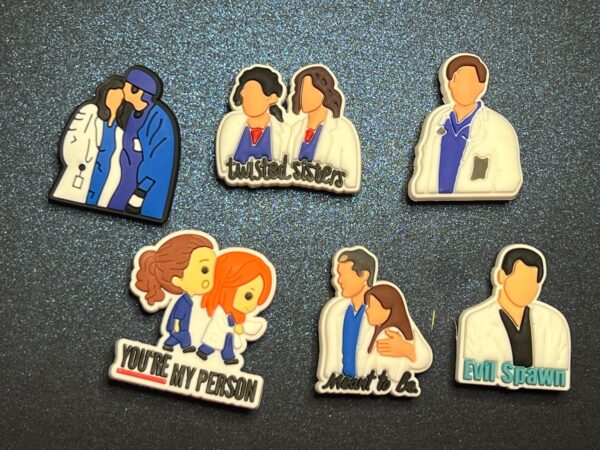 6PC Grey's Anatomy Soft PVC Shoe Charms
