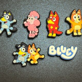 6PC Bluey Croc Shoe Charms - Soft PVC