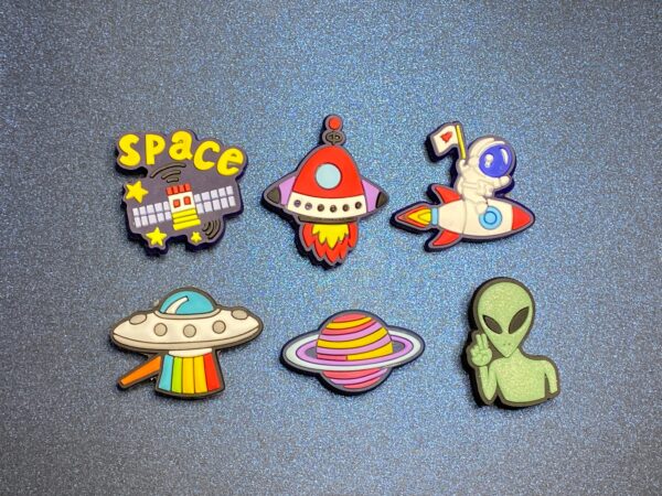 Space and Aliens 6PC Soft PVC Shoe Croc Charms