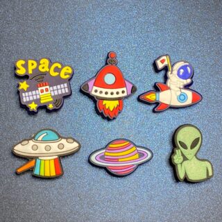 Space and Aliens 6PC Soft PVC Shoe Croc Charms