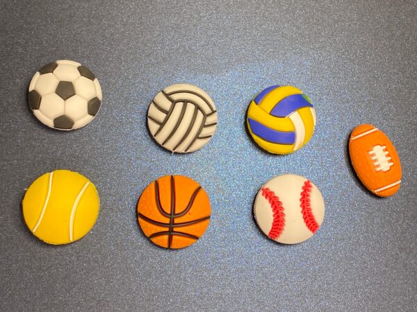 7PC 3D Sports Balls  Soft PVC Shoe Croc Charms