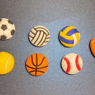 7PC 3D Sports Balls  Soft PVC Shoe Croc Charms