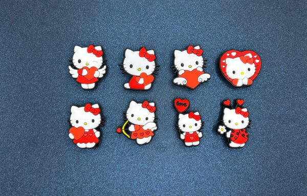 Hello Kitty Heart Valentine 8PC Soft PVC Shoe Croc Charms