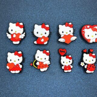 Hello Kitty Heart Valentine 8PC Soft PVC Shoe Croc Charms