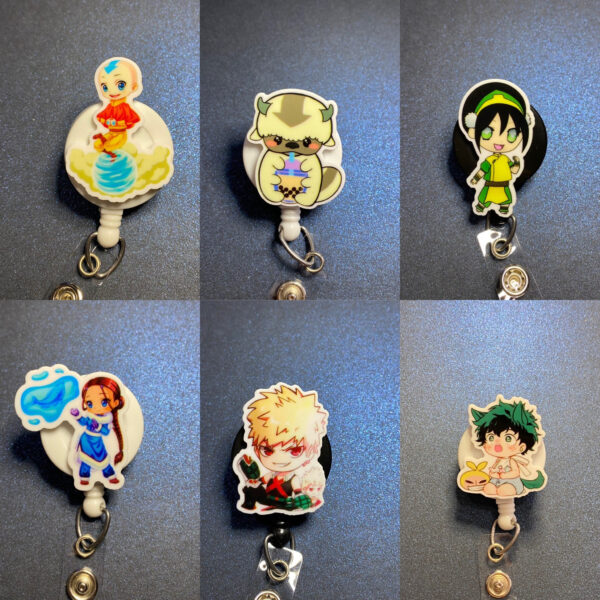 Anime/Cartoon Characters - alligator clip - badge reel