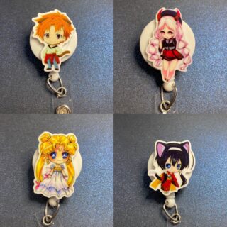 Anime Character - alligator clip - badge reel