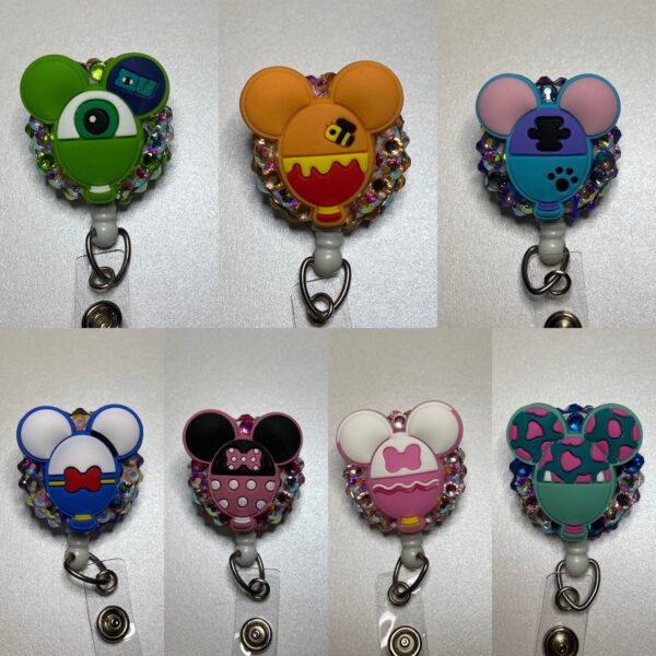 Disney Balloon Characters- Alligator clip - Badge reel