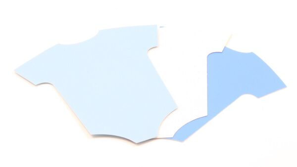 Blue & Glitter White Baby Onesie cutout 5" x 4"