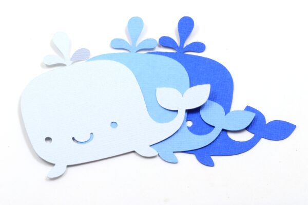 Blue Paper Whale Cutout - 15 count