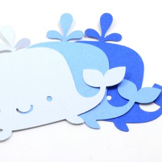 Blue Paper Whale Cutout - 15 count