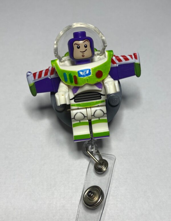 Buzz Lightyear inspired Minifigure - Alligator clip - Badge reel