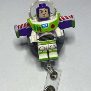 Buzz Lightyear inspired Minifigure - Alligator clip - Badge reel