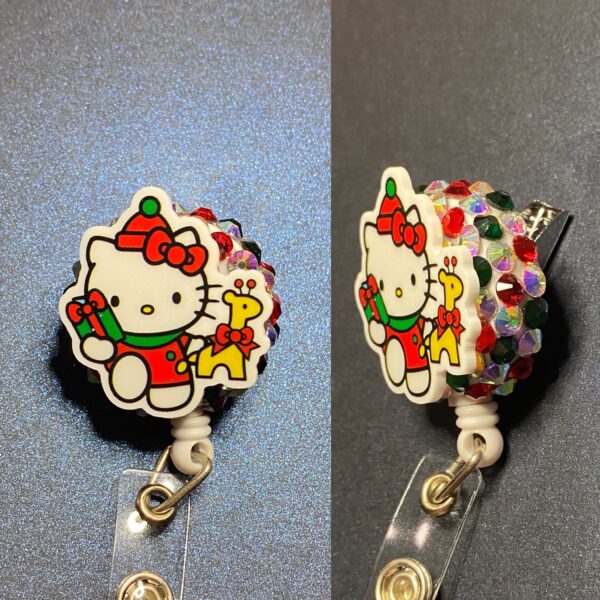 Christmas Theme Hello Kitty and Unicorn - alligator clip - badge reel - Image 4