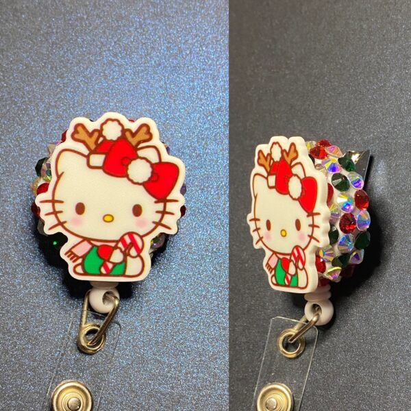 Christmas Theme Hello Kitty and Unicorn - alligator clip - badge reel - Image 5