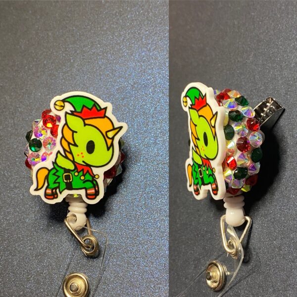 Christmas Theme Hello Kitty and Unicorn - alligator clip - badge reel - Image 9