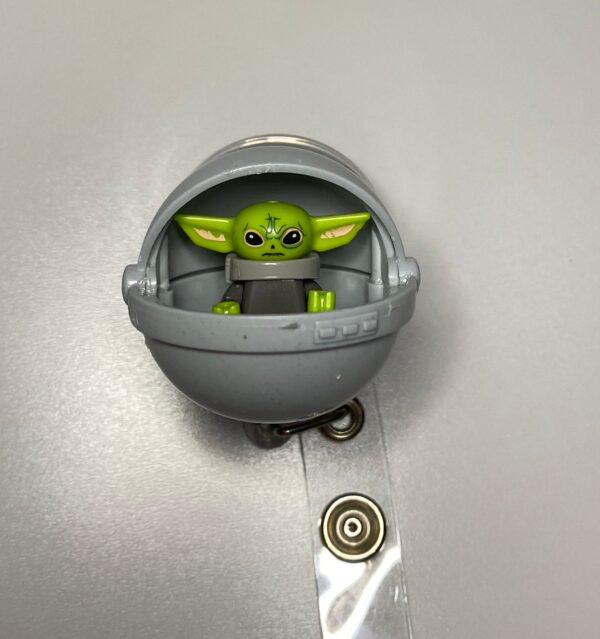 Baby Yoda custom Badge - alligator clip - badge reel