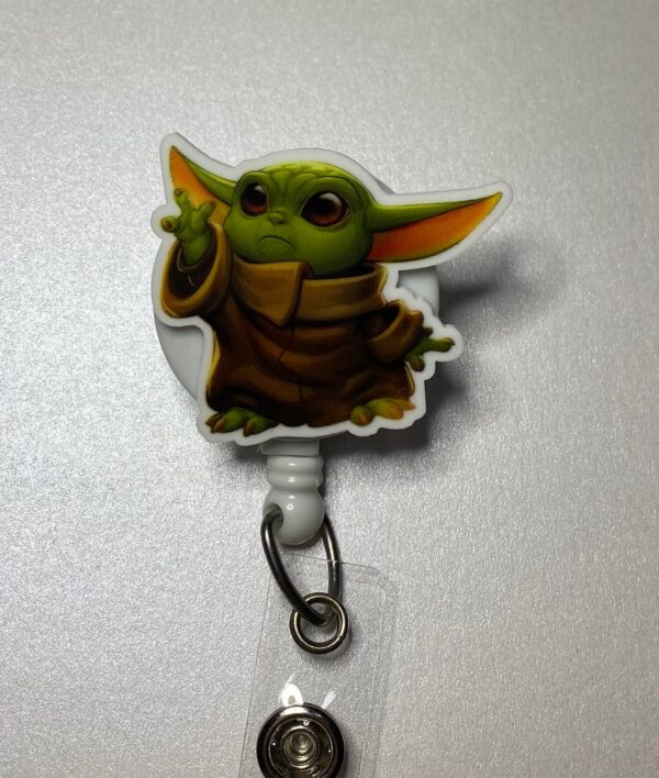 Baby Yoda custom Badge - alligator clip - badge reel - Image 3