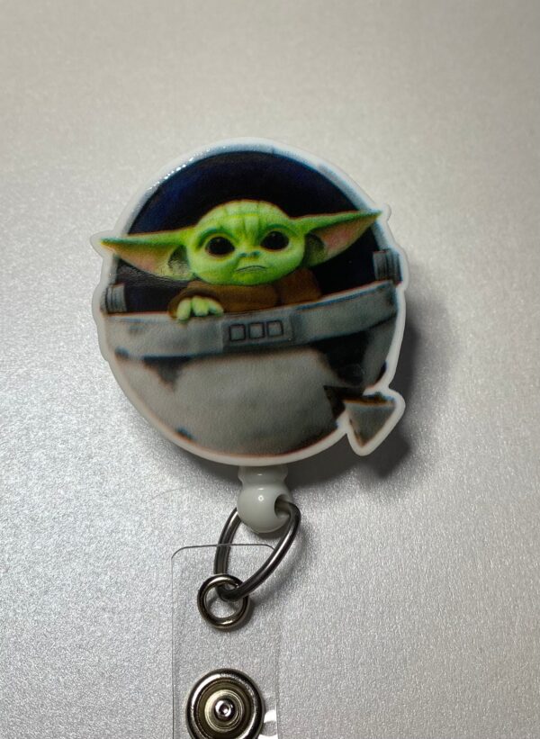 Baby Yoda custom Badge - alligator clip - badge reel - Image 4