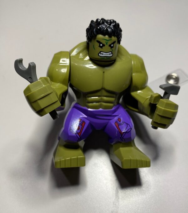 Custom made Hulk minifigure- alligator clip - badge reel