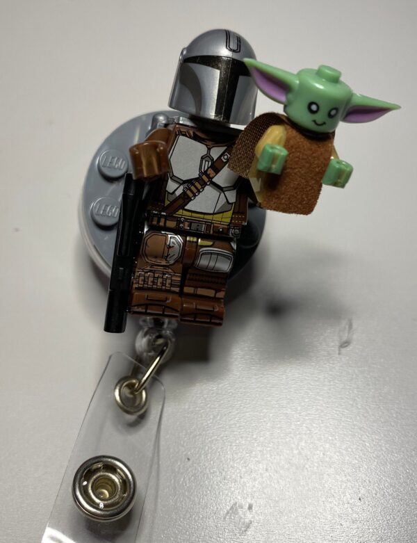 Mandalorian and Baby Yoda custom character - alligator clip - badge reel