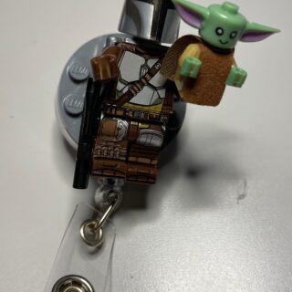 Mandalorian and Baby Yoda custom character - alligator clip - badge reel